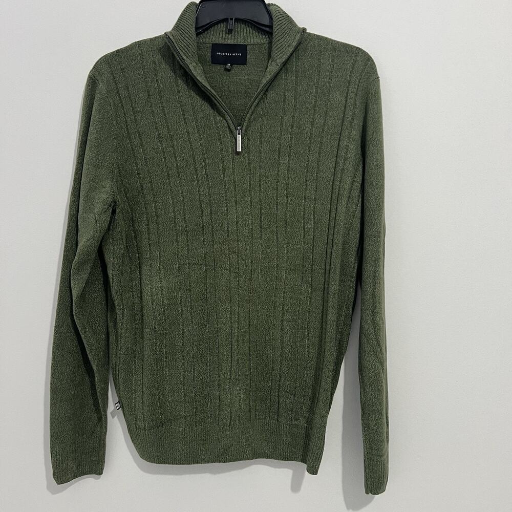Geoffrey Beene Men’s Size M 1/4 Zip Pullover Green Polo Sweater Preppy Golf